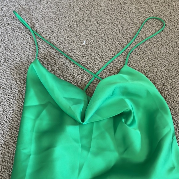 Green Silk Slip Dress - Picture 2 of 4